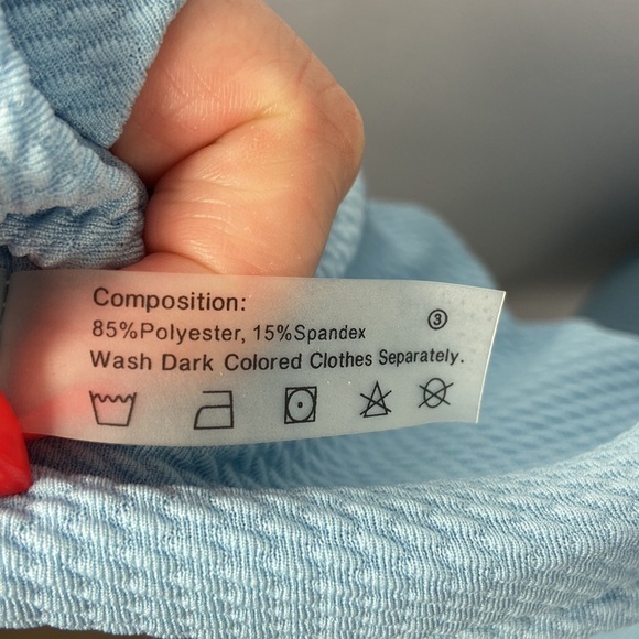 Zaful Light Blue Textured Cutout Women’s Swimsuit with Removable Pads - Picture 8 of 10